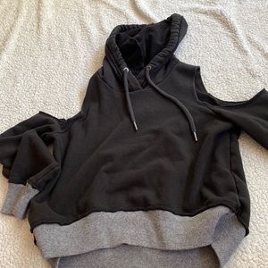 Off the shoulder Hollister hoodie with finger holes.